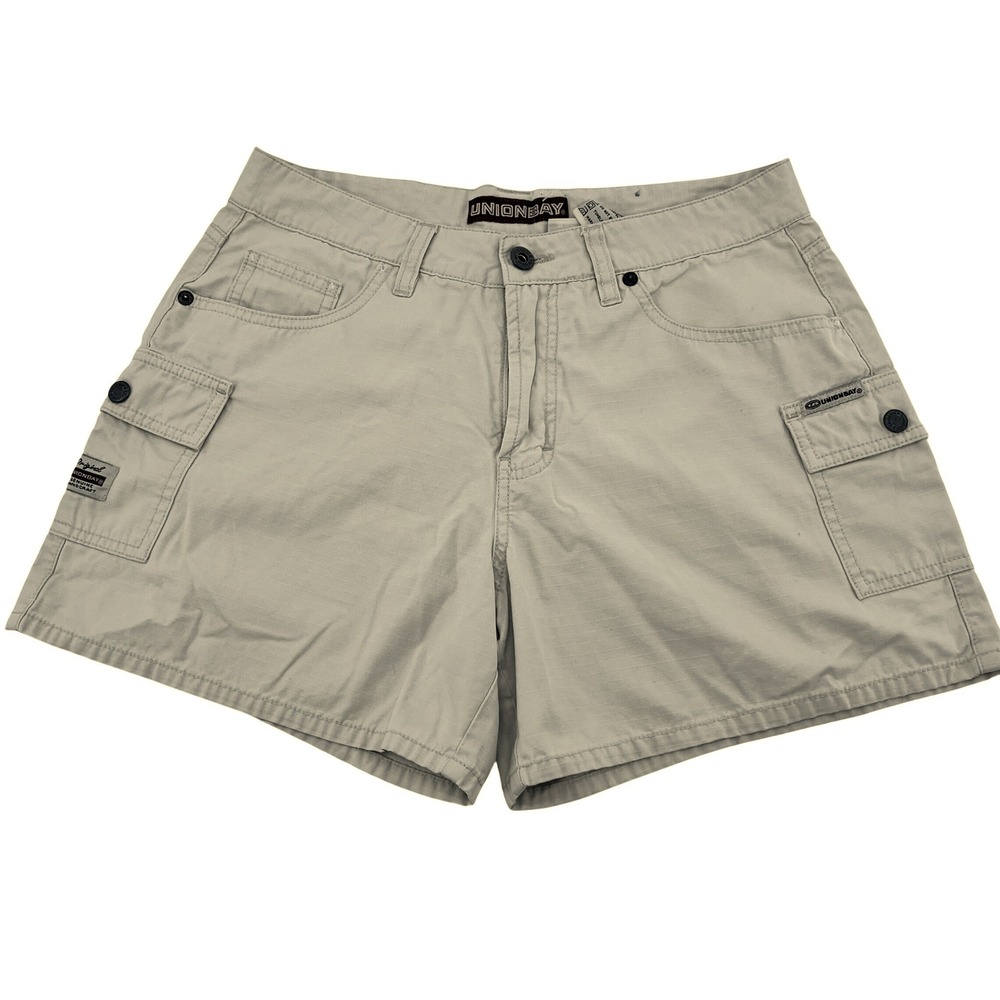 Unionbay Womens Beige Cotton Ripstop Cargo Shorts Khaki Utility Size 7/8